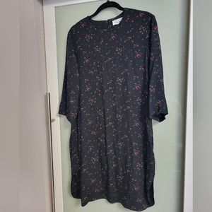 & Other Stories Black Floral Viscose Shift Mini Dress Size 6